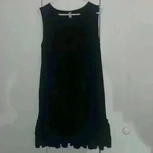 Black ruffle hem tunic dress